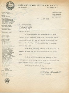 Philip Goodman to Joseph Willen, February 19, 1952